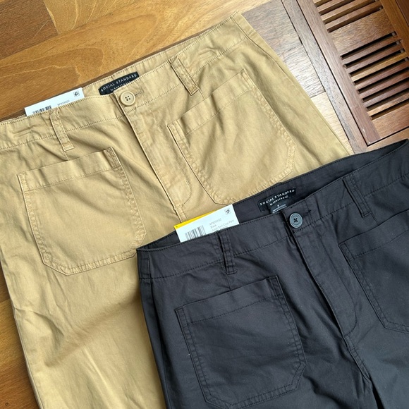 Stylish Tan and Black Cropped Pants - Picture 3 of 8